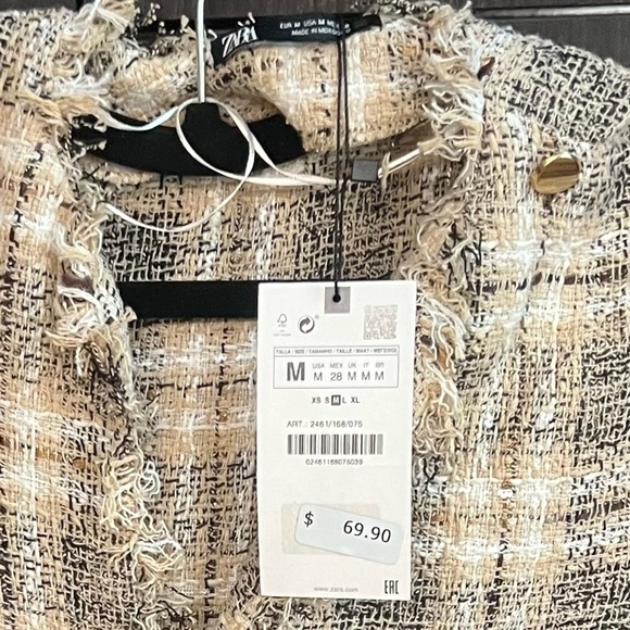 NWT Zara Plaid Tunic TWEED Dress With Pockets - Picture 4 of 6